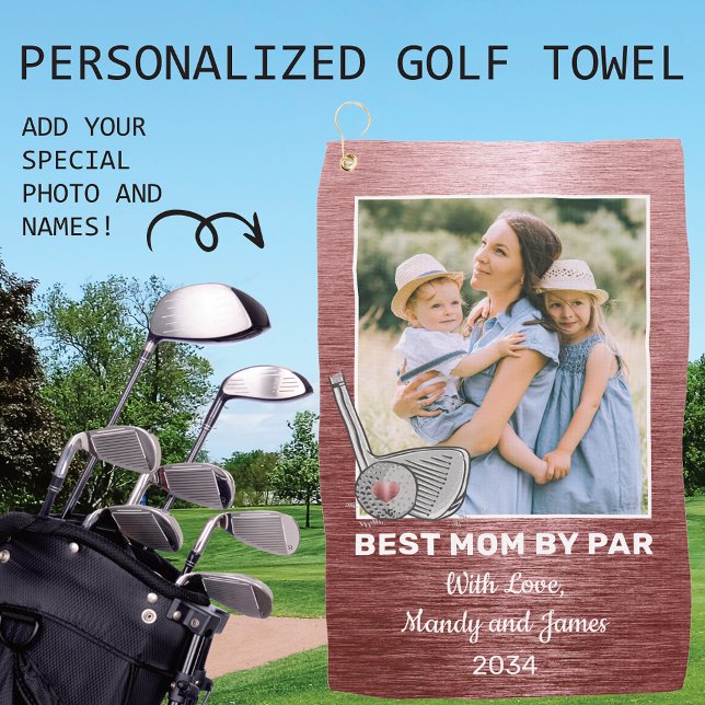 Best Mom By Par Custom Photo Golf Towel (Creator Uploaded)