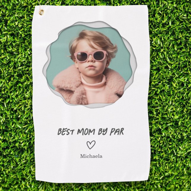 Best Mom by Par Custom Photo Mother Golf Towel (Creator Uploaded)