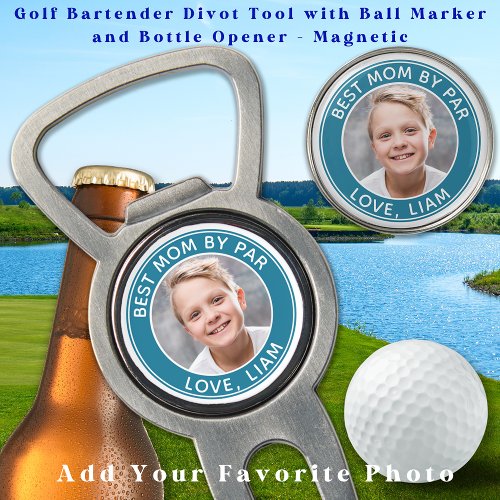Best Mom By Par Custom Photo Name Modern Golf Divot Tool