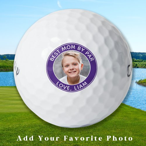 Best MOM By Par Custom Photo Personalized Purple Golf Balls