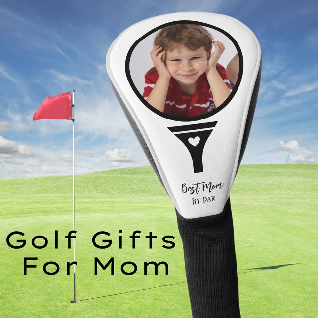 Best Mom By Par Cute Black and White Photo Golf Head Cover (Cute Best Mom By Par Black and White Golf Head Cover
)
