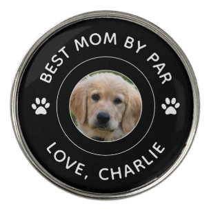 Best Mom By Par Dog Paw Print Photo Text Golf Pun Ball Marker