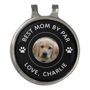 Best Mom By Par Dog Paw Print Photo Text Golf Pun Golf Hat Clip