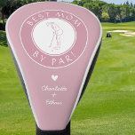 Best Mom By Par Elegant Golfer Sports Female Pink  Golf Head Cover<br><div class="desc">"Best Mom By Par!" Funny custom design features a female golfer silhouette in trendy pink line art on a white circle bordered with curved text in crisp white font on a coordinating shade of darker pink. You will also find a modern template for two custom names or custom text positioned...</div>