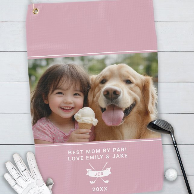 Best Mom By Par Fun Photo Golfer Modern Elegant Golf Towel (Best Mom By Par Fun Photo Golfer Modern Elegant Golf Towel)