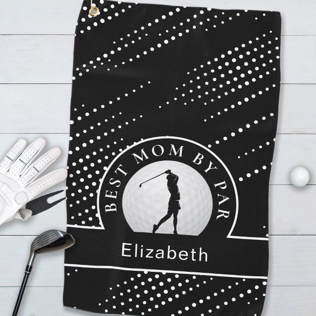 Best Mom By Par Golfer Modern Sports Black & White Golf Towel (Best Mom By Par Golfer Modern Sports Black & White Golf Towel)
