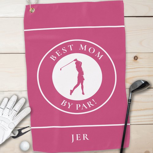 Best Mom By Par Golfer Monogrammed Sports Pink Golf Towel