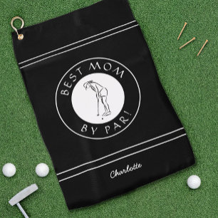 Best Mom By Par Golfer Pro Sports Funny Black Cute Golf Towel