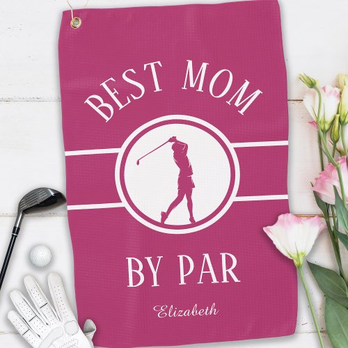 Best Mom By Par Golfer Sports Monogram Womens Pink Golf Towel