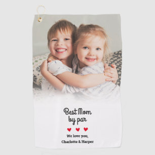 Best Mom By Par Modern Photo Custom Mother’s Day  Golf Towel