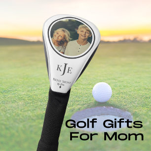 Best Mom By Par Monogram Black and White Photo Golf Head Cover