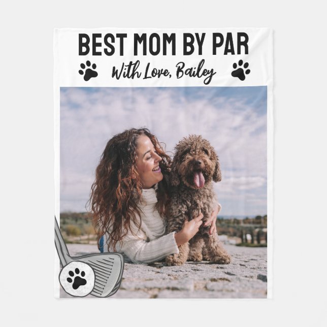 Best Mom By Par Paw Print Golf Fleece Blanket (Front)