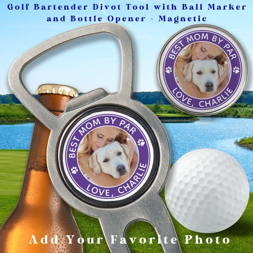 Best Mom By Par Personalized Pet Dog Photo Golf Divot Tool