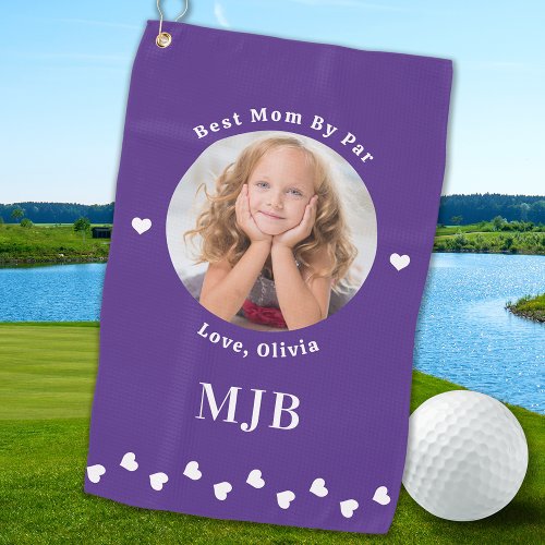 Best MOM By Par Personalized Stylish Chic Photo Golf Towel