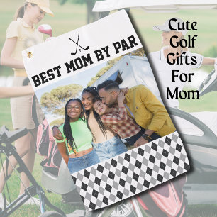Best Mom By Par Photo Black and White Golf Towel