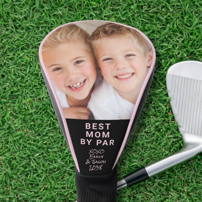 Best Mom By Par Photo Black Pink Golf Head Cover (Creator Uploaded)