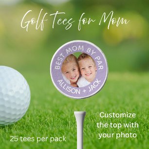 Best Mom By Par Photo Purple Golf Tees