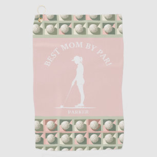 Best Mom By Par Pink Monogrammed  Golf Towel