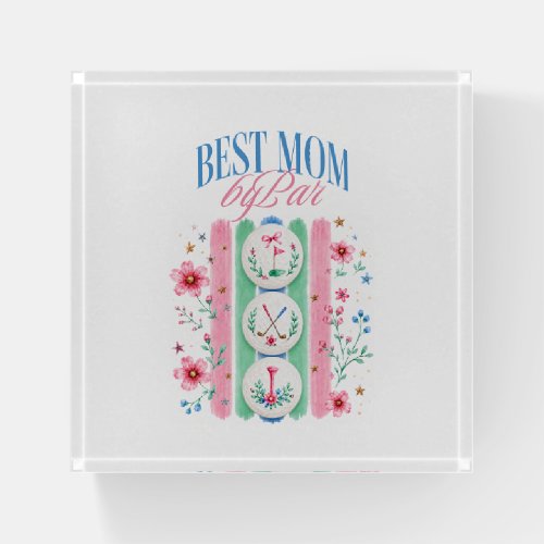Best Mom by Par Whimsical Preppy Golf Theme Paperweight
