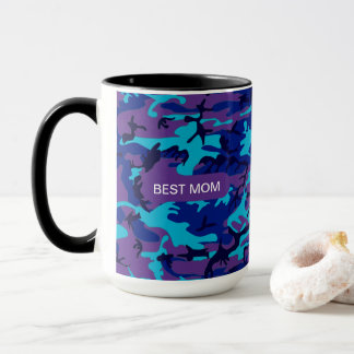 Best Mom Camouflage Dark Blue & Purple Pattern Mug