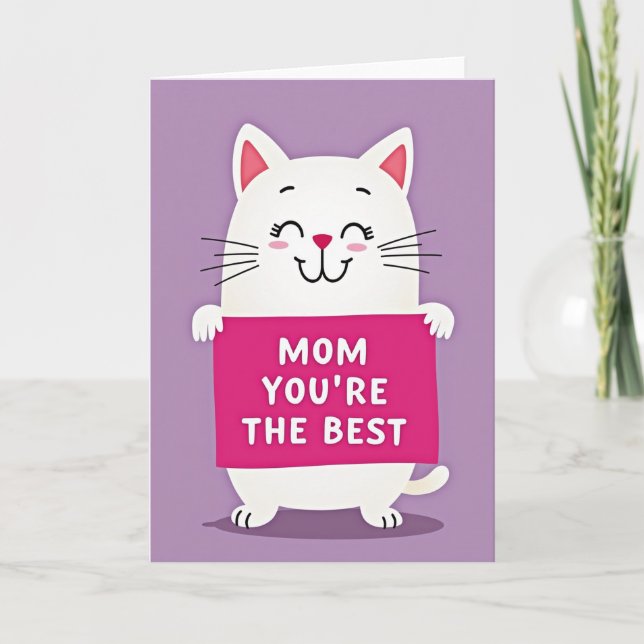 Best Mom Cat Illustration Card (Front)