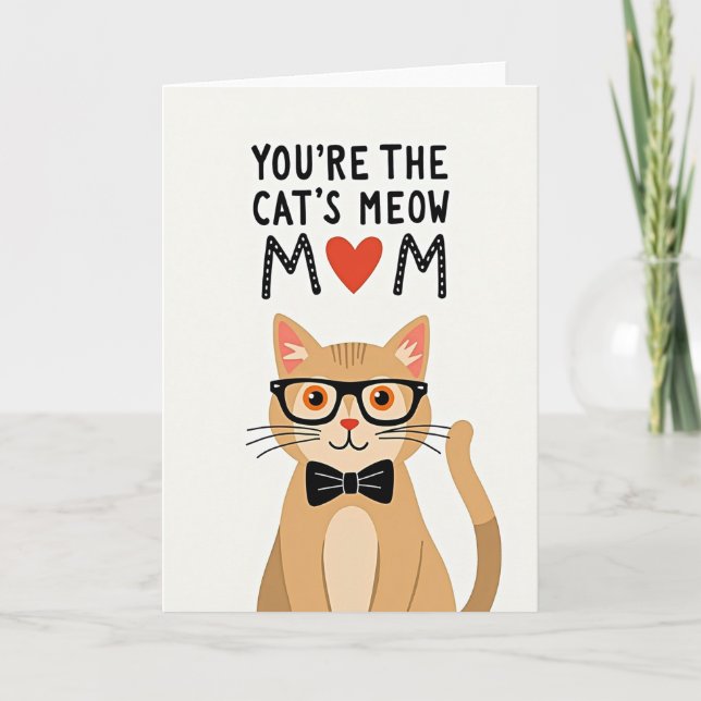 Best Mom Cats Meow Greeting Card (Front)