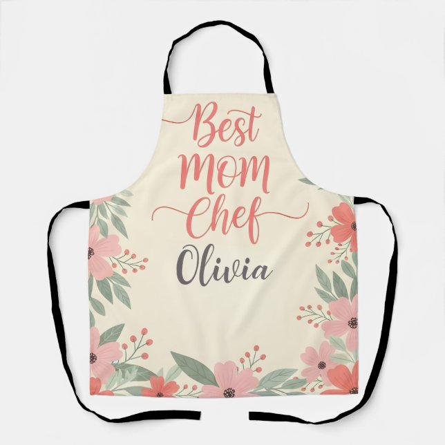 Best Mom Chef Floral Apron (Front)