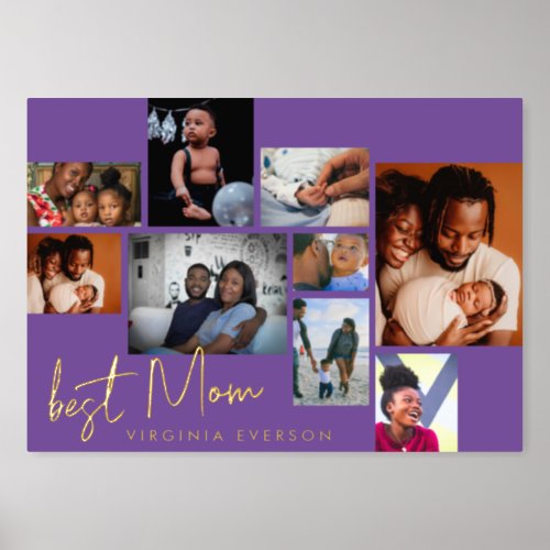 BEST MOM  Collage MOTHERS DAY Multi PHOTO GOLD Foil Prints