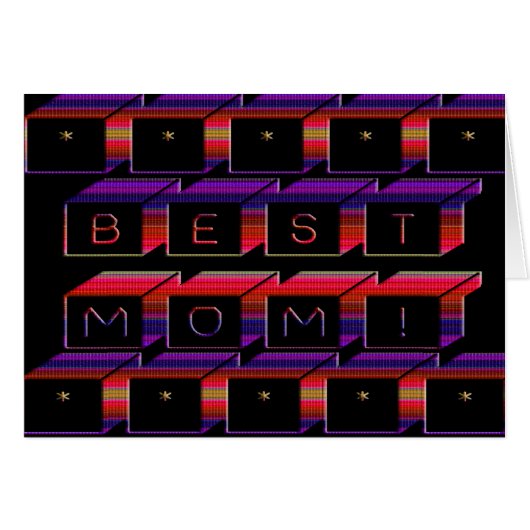 Best Mom Colored Blocks & Black Background Cards (Front Horizontal)