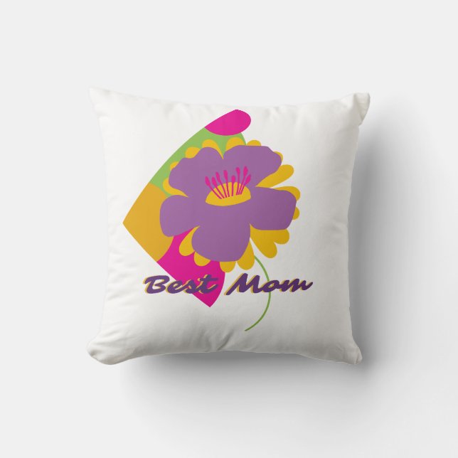 Best Mom Colourful Trendy Design Throw Pillow (Front)