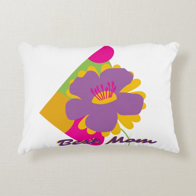 Best Mom Colourful Trendy Designed Accent Pillow (Front)