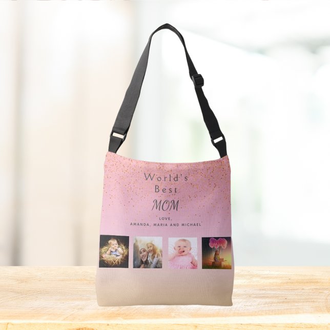 Best Mom custom family photo collage pink Tote Bag (Creator Uploaded)