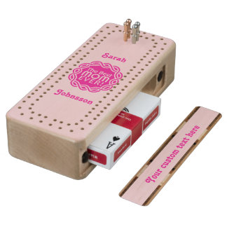 BEST MOM custom monogram Cribbage set Wood Cribbage Board