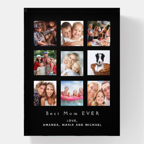 Best mom custom photo family collage mother black paperweight