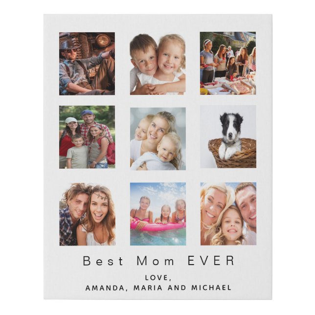 Best mom custom photo family collage mother faux canvas print (Front)