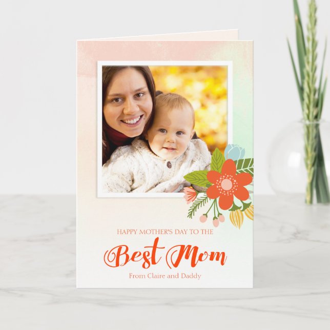 Best Mom, custom photo mother's day greeting card (Front)