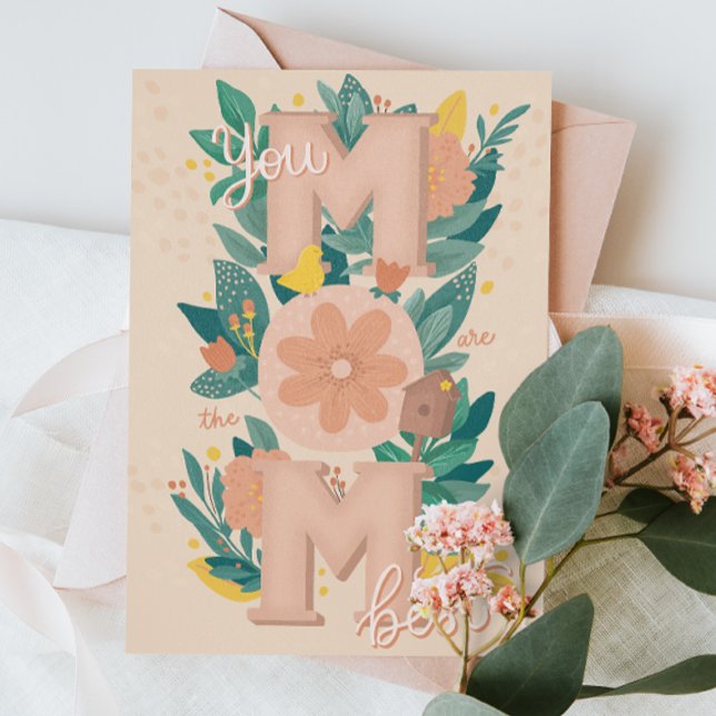Best Mom. Cute floral garden lettering mothers day Holiday Card (Creator Uploaded)