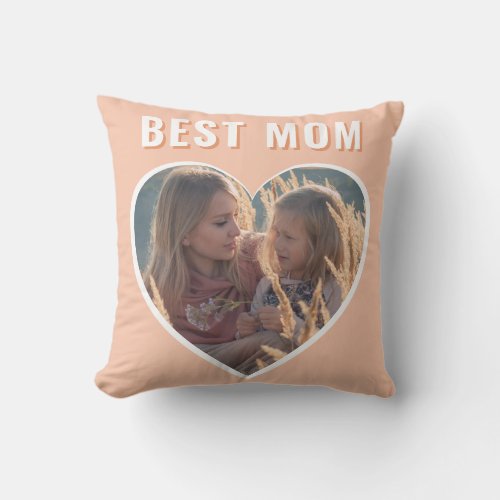 Best Mom Cute Heart Photo Mothers Day   Throw Pillow