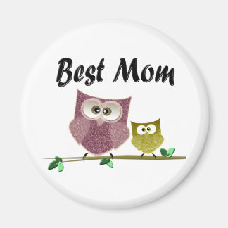 Best Mom, cute Owls art Magnet