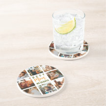 Best Mom Cute Trendy Collage Desk Family Coaster