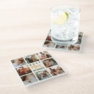 Best Mom Cute Trendy Collage Desk Family Coaster