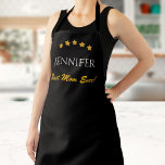 Best Mom Dad Chef Custom Text Elegant Black Gold Apron<br><div class="desc">Customize the text, and easily create your personalized apron. Click CUSTOMIZE FURTHER to change the background color or text color. You can TRANSFER this DESIGN on other Zazzle products and adjust it to fit most of the Zazzle items. Standard Studio designs are made in high-resolution vector graphics for a professional...</div>