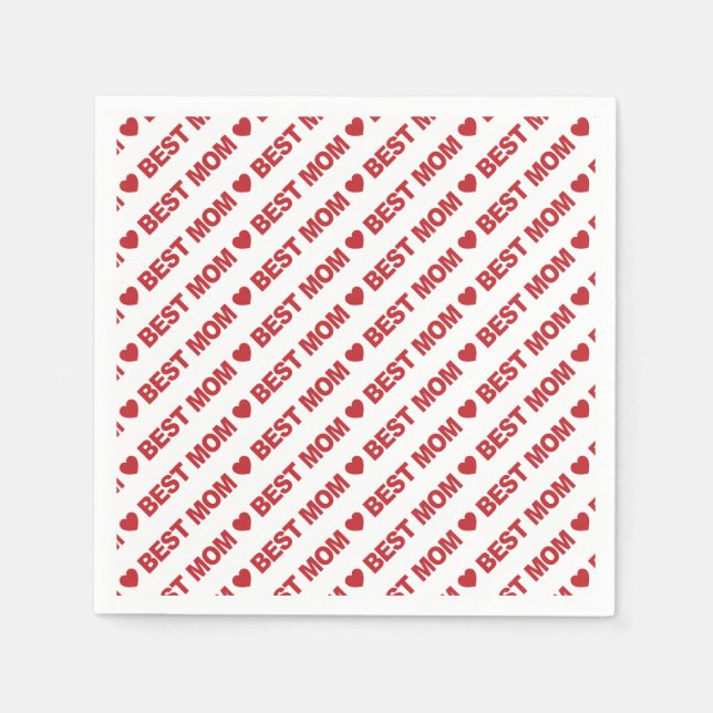 Best Mom Dark Red on White Paper Napkin (Front)