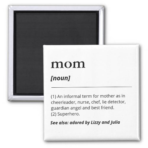 Best mom defintion modern funny black and white magnet