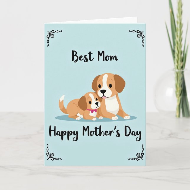 Best Mom Dog Illustration Card (Front)