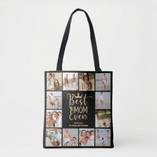 Best Mom Ever 12 Photo Collage Tote Bag