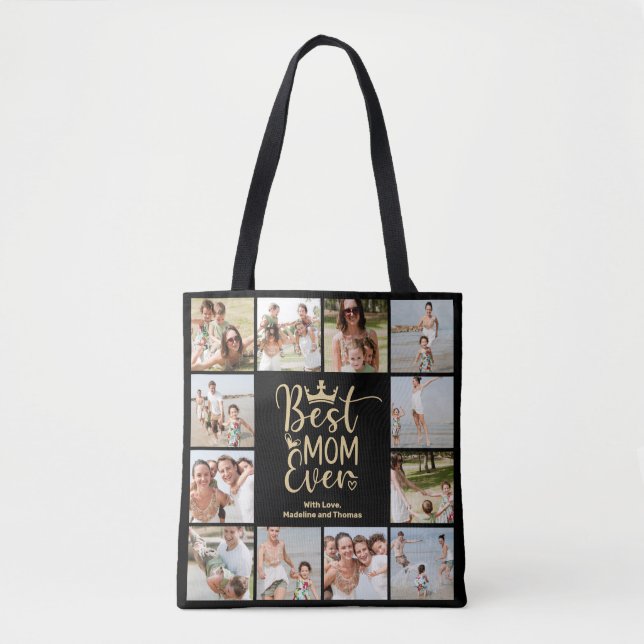 Best Mom Ever 12 Photo Collage  Tote Bag (Front)