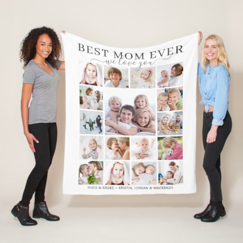 Best Mom Ever 17 Photo Script Love You Personalize Fleece Blanket