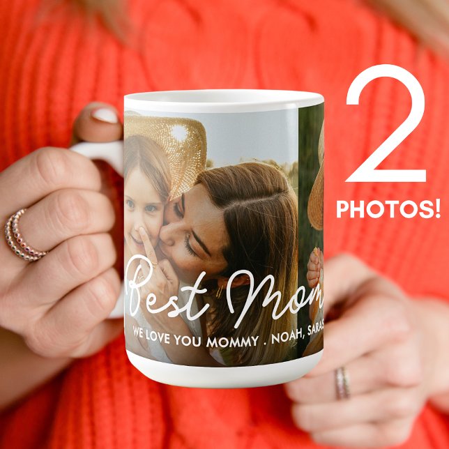 Best Mom Ever 2 Photo Collage Mother's Day Hearts Coffee Mug (Creator Uploaded)
