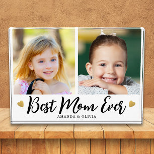 Best Mom Ever 2 Picture Collage Heart Keepsake Photo Block